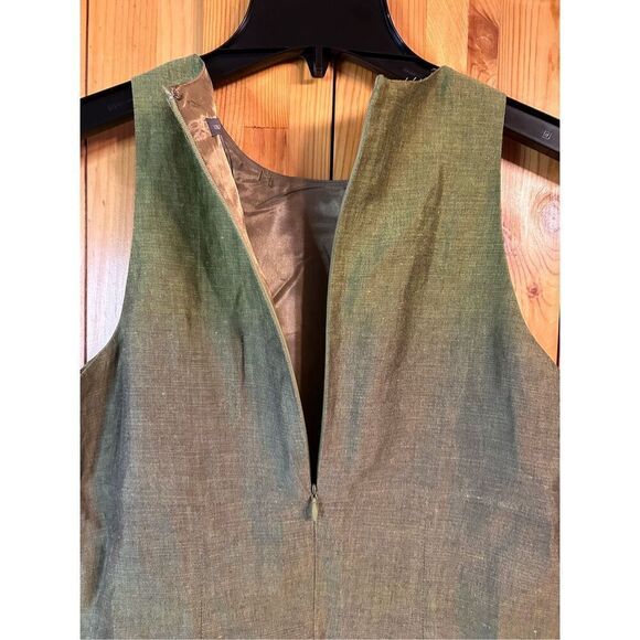 Vince Ombre Sheath Dress Linen Sleeveless Pocket Lined Green Classic 6 (4629) - Picture 7 of 7